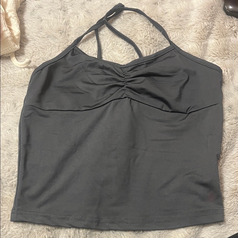SHEIN Black Ruched Tank Top